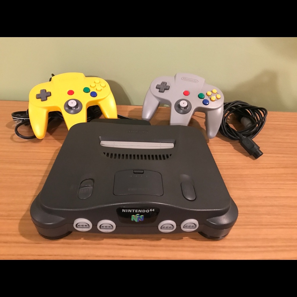 Nintendo 64 Charcoal Grey Console - Two Controllers- 2 Games